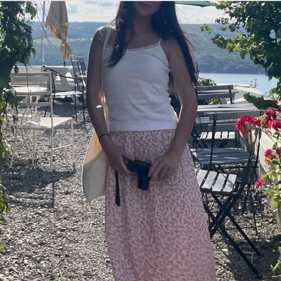 Brandy Melville pink maxi or midi floral skirt - Picture 2 of 5